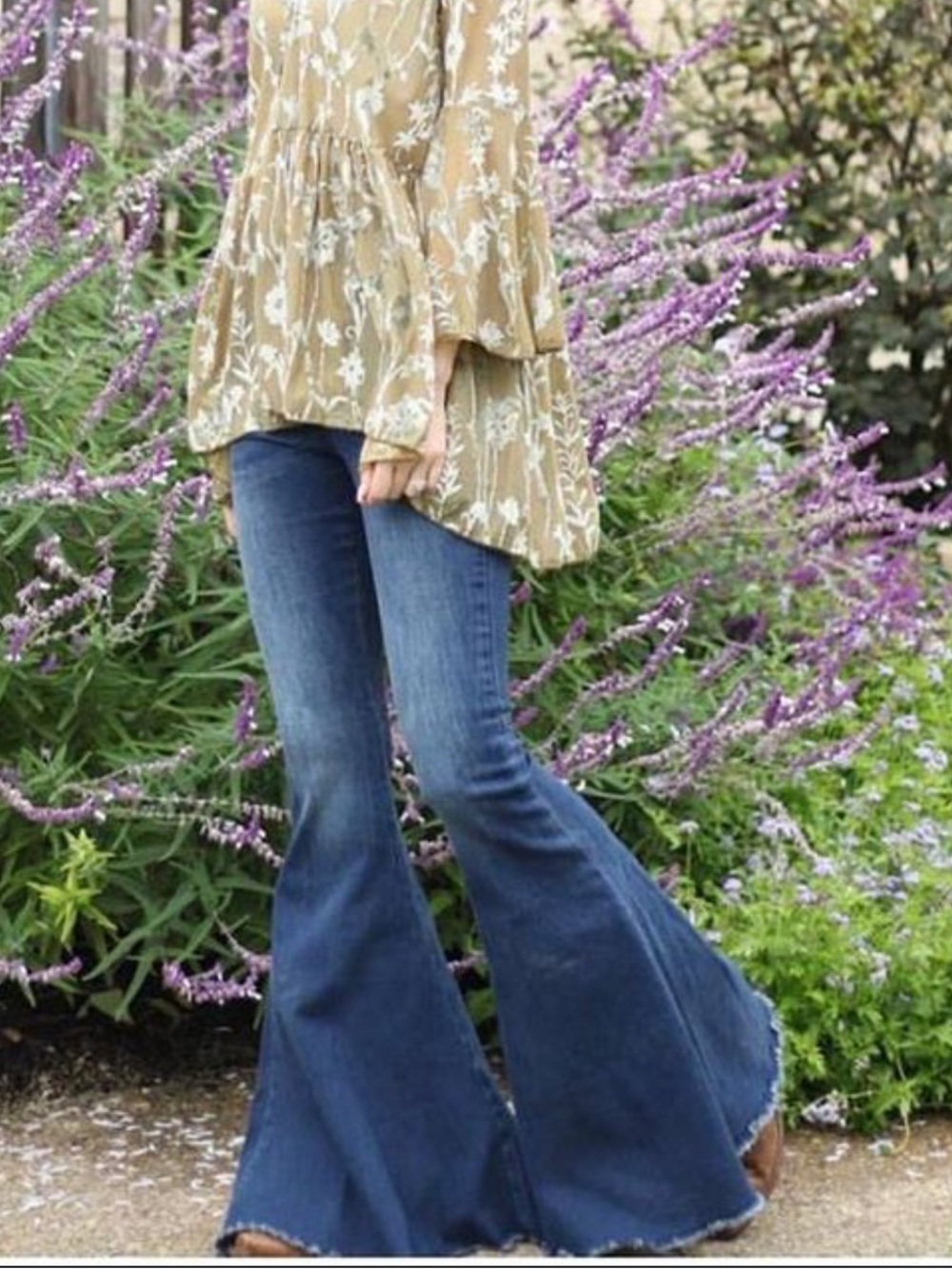 Turquoise Haven Dark Blue Denim High-Waist Flare Jeans